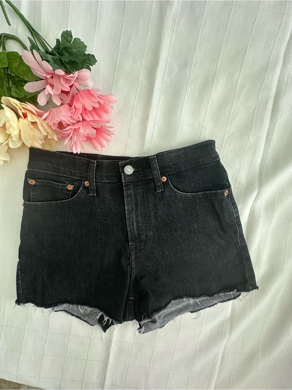 Levi's Black High-Rise Denim Cutoff Shorts